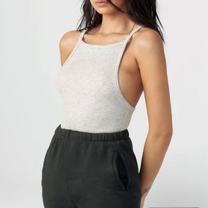 Joah Brown Square Neck Rib Top In White